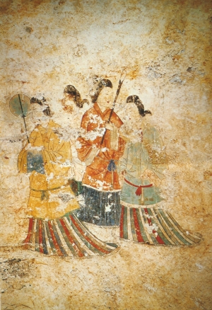 西壁西北側に描かれた女子像