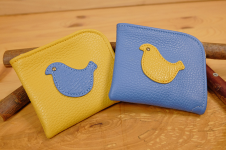 可愛いミニ革財布：小鳥