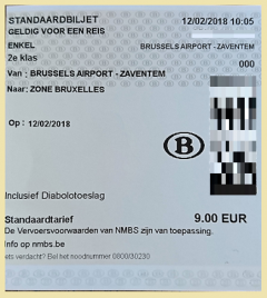 2018 ブリュッセル　鉄道チケット